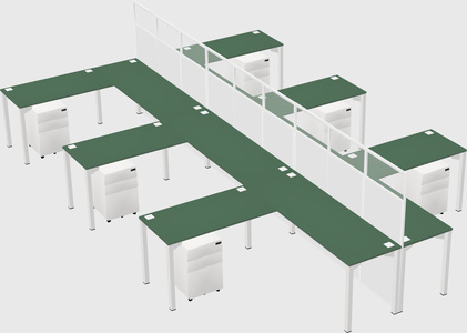 Shared l-shape cubicle