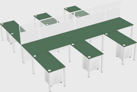 Shared l-shape cubicle
