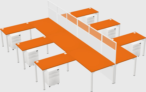 Shared l-shape cubicle