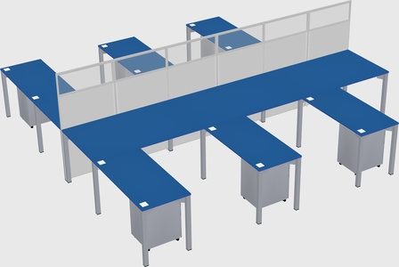 Shared l-shape cubicle