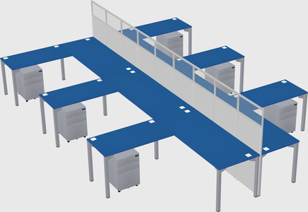 Shared l-shape cubicle
