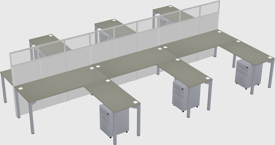 Shared l-shape cubicle