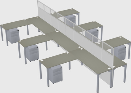 Shared l-shape cubicle
