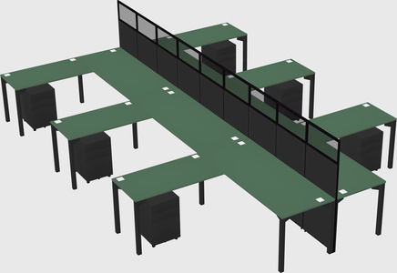 Shared l-shape cubicle