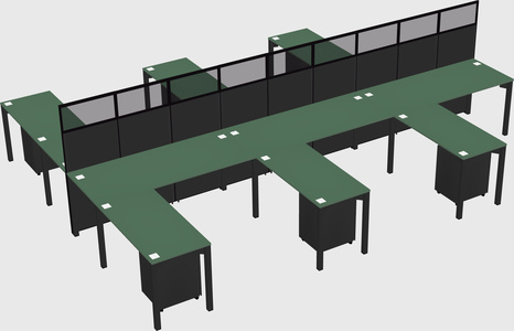 Shared l-shape cubicle