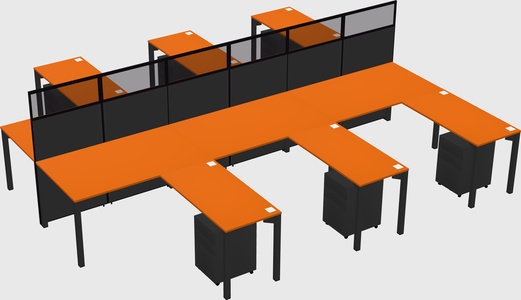Shared l-shape cubicle