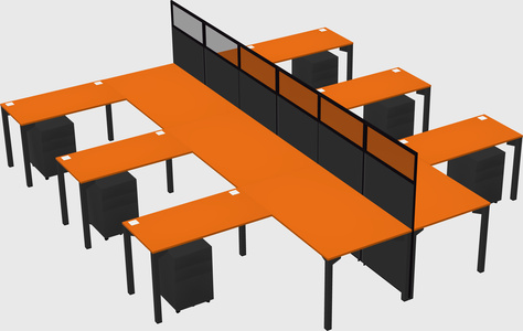 Shared l-shape cubicle