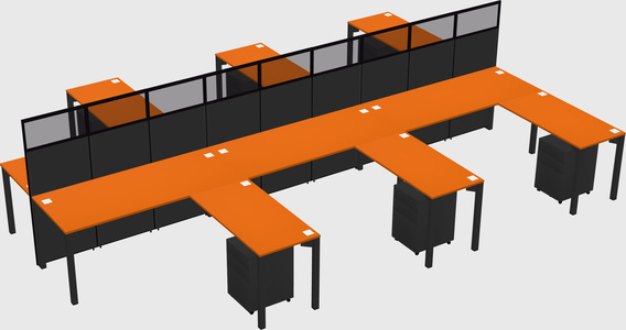 Shared l-shape cubicle