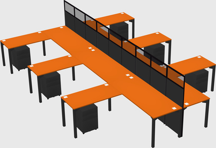 Shared l-shape cubicle