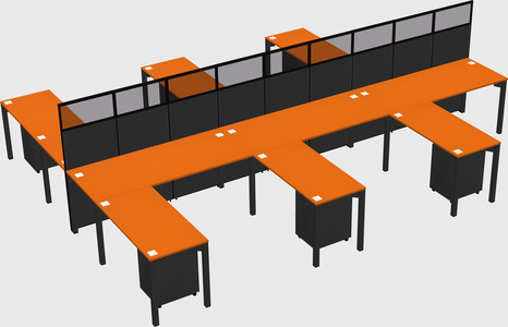 Shared l-shape cubicle