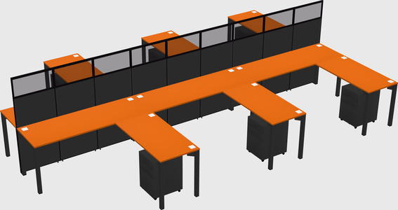 Shared l-shape cubicle