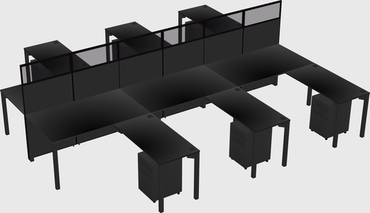 Shared l-shape cubicle