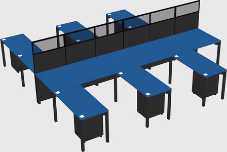 Shared l-shape cubicle