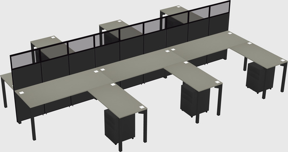 Shared l-shape cubicle