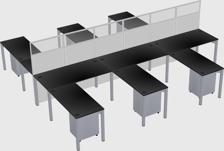 Shared l-shape cubicle