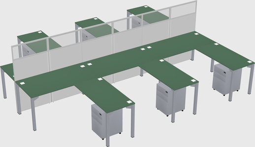 Shared l-shape cubicle