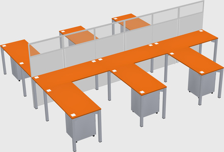 Shared l-shape cubicle