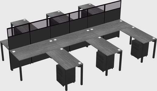 Shared l-shape cubicle
