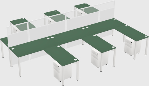 Shared l-shape cubicle