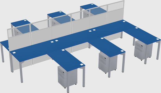 Shared l-shape cubicle