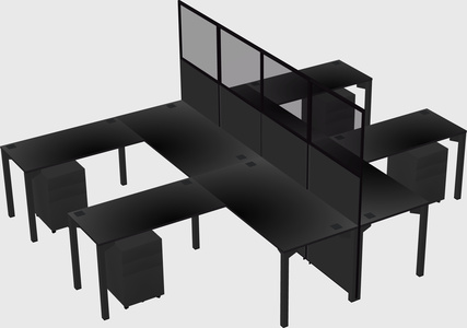Shared l-shape cubicle