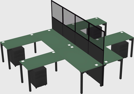 Shared l-shape cubicle