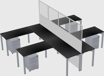 Shared l-shape cubicle
