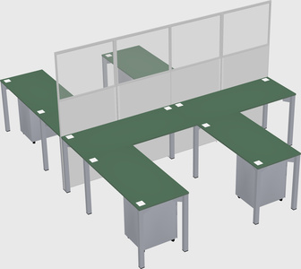 Shared l-shape cubicle