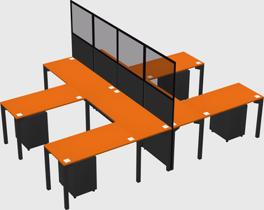 Shared l-shape cubicle