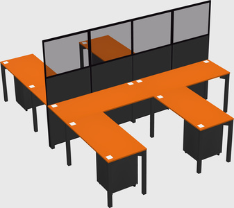 Shared l-shape cubicle