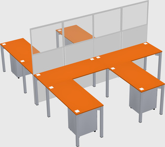 Shared l-shape cubicle