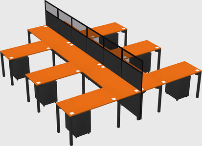 Shared l-shape cubicle