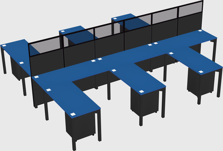 Shared l-shape cubicle
