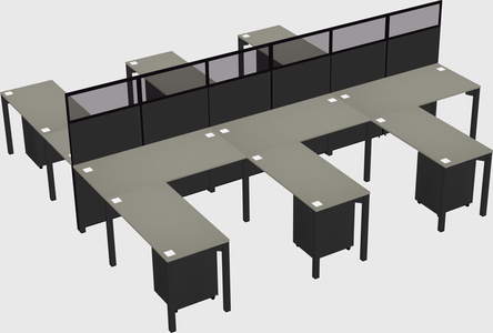 Shared l-shape cubicle