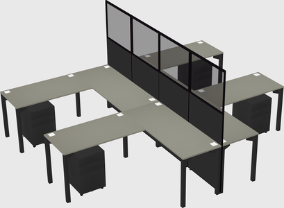 Shared l-shape cubicle