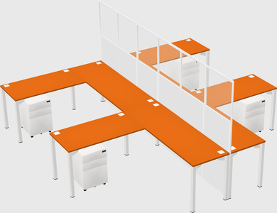 Shared l-shape cubicle