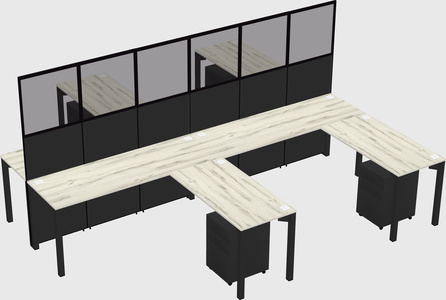 Shared l-shape cubicle