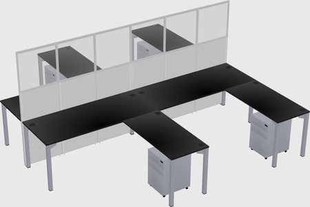 Shared l-shape cubicle