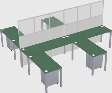Shared l-shape cubicle