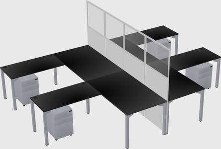 Shared l-shape cubicle
