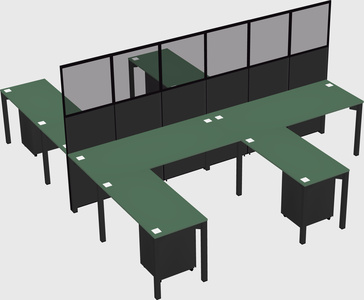 Shared l-shape cubicle