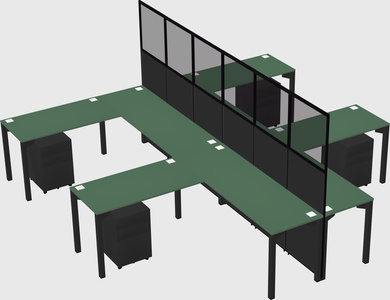 Shared l-shape cubicle