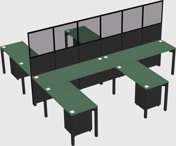 Shared l-shape cubicle