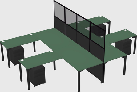 Shared l-shape cubicle