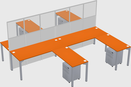 Shared l-shape cubicle