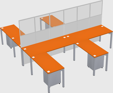 Shared l-shape cubicle