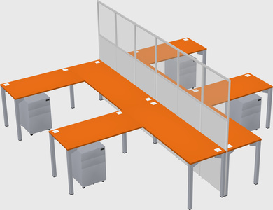 Shared l-shape cubicle