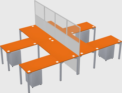Shared l-shape cubicle