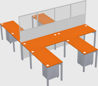Shared l-shape cubicle