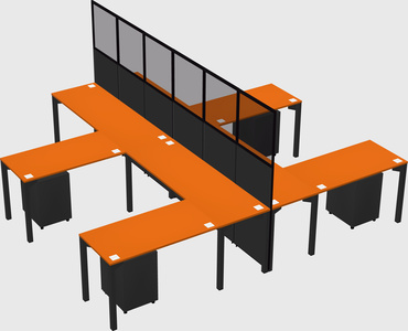 Shared l-shape cubicle